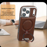 Magnetic Rotat Bracket Luxury Leather Phone Case For iPhone