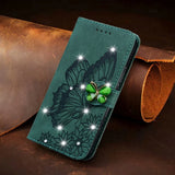 Glitter Leather Flip Wallet Butterfly Bling Book Card Case For iPhone