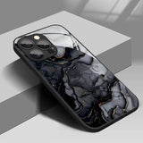 Black Marble Gradient Pattern Tempered Glass Case For iPhone