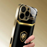 Cool Gold Tiger Pattern Gold Metallic Paint Glass Case For iPhone