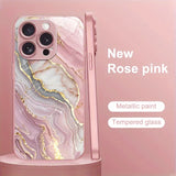 Advanced Marble Pattern Pink Paint Glass Hard Case For iPhone