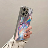Colorful Butterfly For Apple Pattern Electroplated Tempered Glass Case For iPhone