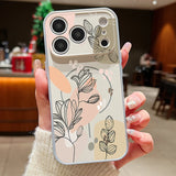White Magnolia Flower Pattern Magnetic Case For iPhone