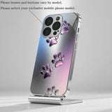 Purple Gradient Paw Pattern Glass Case For iPhone