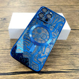 Mechanical Drawing Transparent Plating Case For iPhone