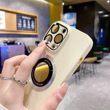 Luxury Frosted Solid Color Magnetic Camera Protection Case For iPhone