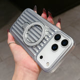 Magnetic Luggage Corrugated Stripe Bracket Case for IPhone