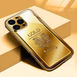 Gold Bar Letters Pattern Gold Paint Glass Case For iPhone