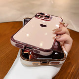 Plating Heart Laser Aurora Matte Case For iPhone