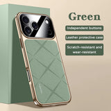 Luxury Frame Leather  Plating Camera Protect Shockproof Case  For iPhone