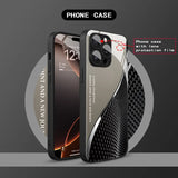 Metallic Texture Line Pattern Tempered Glass Case For iPhone