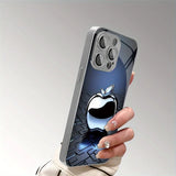 Metal Technology For Apple Pattern Tempered Glass Electroplated Case For iPhone