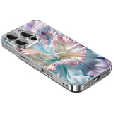 Luxury Romantic Color Gradient Silk Flower Print Electroplated Case For iPhone