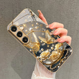 Shockproof Double Butterfly Gold Rose Phone Cover For Samsung