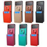 Magnetic Ring Holder Leather Wallet Cards Solt Case for Samsung Galaxy Z Flip
