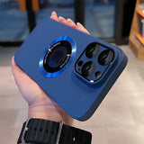 Luxury Frosted Solid Color Magnetic Camera Protection Case For iPhone