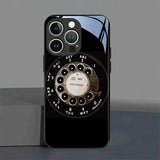 Retro Rotating Dial Pattern Tempered Glass Case For iPhone