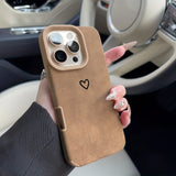 Airplane Route Love Heart Design Faux Leather Phone Case For iPhone