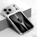 Black Background Skeleton Pattern Tempered Glass Phone Case For iPhone