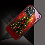 Red Christmas Decorative Tree Pattern Glass Phone Case For iPhone
