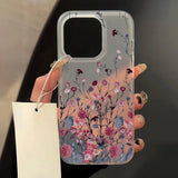 Translucent Slim Silky Skin Matte Flowers Phone Case For iPhone