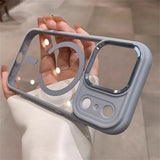 Transparent for Magnetic Acrylic Camera Control Buttons Armor Case For iPhone