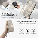 Crossbody Flip Leather Women Girls Wallet Card Holder  Case for IPhone with 2 Lanyads