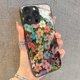Style Colorful Floral Pattern HD Tempered Glass Case For iPhone