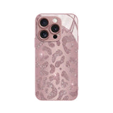Fashion Pink Leopard Print Metallic Paint Glass Hard Phone Case For iPhone