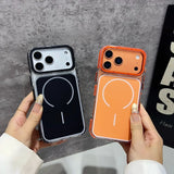 Luxury Two Tone Border Transparent Strong Magnetic Case for IPhone