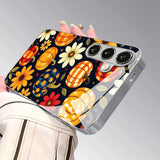 Autumn Pumpkin Floral Electroplated Glass Case For Samsung