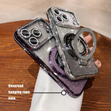 Plating For Magnetic Stand Holder Rhinestones Case For iPhone