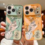 White Magnolia Flower Pattern Magnetic Case For iPhone