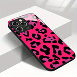 New Pink Leopard Print Tempered Glass Case For iPhone