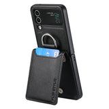 Magnetic Ring Holder Leather Wallet Cards Solt Case for Samsung Galaxy Z Flip