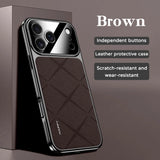 Luxury Frame Leather  Plating Camera Protect Shockproof Case  For iPhone