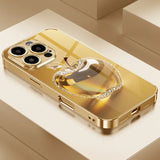 Diamond Apple Metallic Lacquer Glass Phone Case For iPhone