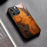 Resin Wood Art Splicing Pattern Tempered Glass Black Case For iPhone