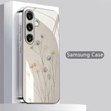 Luxury Floral Pattern Electroplate Silver Case For Samsung Galaxy