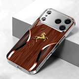Golden Horse Wood Texture Tempered Glass Case For iPhone