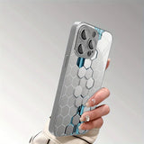 Silver Gradient Honeycomb Pattern Glass Electroplated Case For iPhone