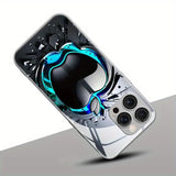 Cool Black Grey For Apple Pattern Glass Electroplated Case For iPhone