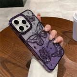 3D Bling Glitter Butterfly Quicksand Gradient Phone Case For iPhone