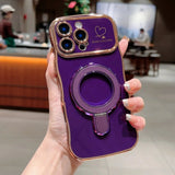 Plating Love Heart Magnetic  Phone Case For iPhone