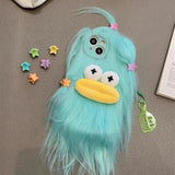 Korean Funny Fluffy Plush Monster Case For iPhone