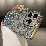 Plating Clear Bling Glitter Gradient Flowers Case For iPhone