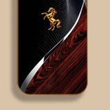 Golden Horse Pattern Gold Metallic Paint Glass Case For iPhone