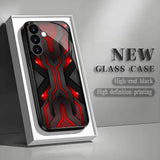 Red and Black Geometric Mecha-Style Tempered Glass Phone Case For Samsung