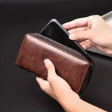 Men's Long Zipper Wallet High Quality Pu Leather Wallet