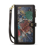 Crossbody Zipper Wallet Card Holder Lanyard Leather Case for Iphone